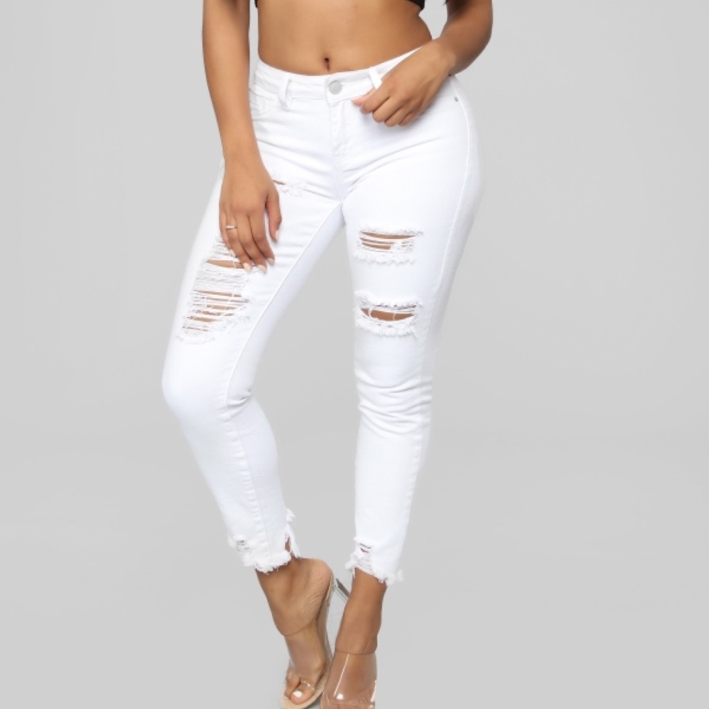 White ripped jeans